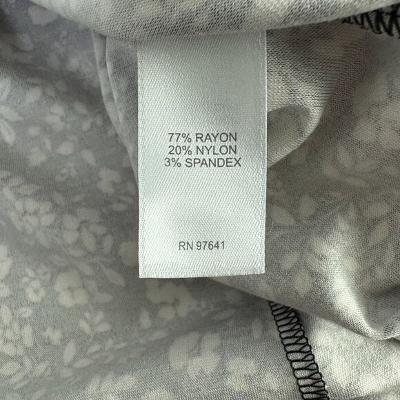 J Jill Midi Dress Size L Black White Floral Button Front 3/4 Sleeve Cottage - Picture 5 of 12